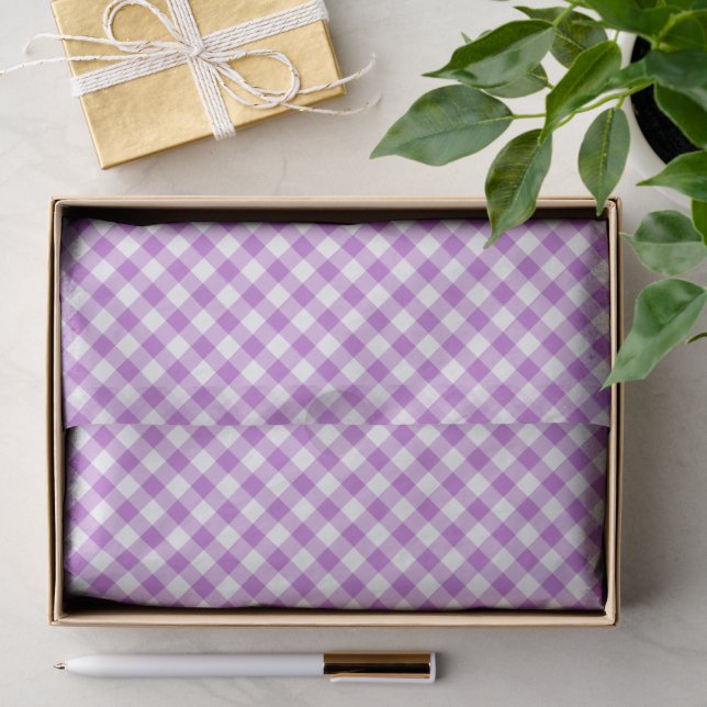 Retro Gingham Orchid Purple Tissue Paper (Gift)