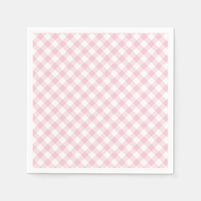 Retro Gingham Pink Napkin (Front)