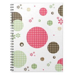Retro Gingham Polka Dots and Daisies Notebook