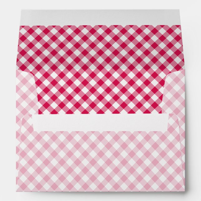 Retro Gingham Raspberry Envelope (Back (Bottom))