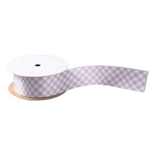 Retro Gingham Soft Lilac Satin Ribbon