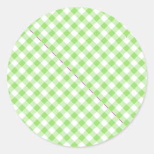 Retro Gingham Spring Green Classic Round Sticker