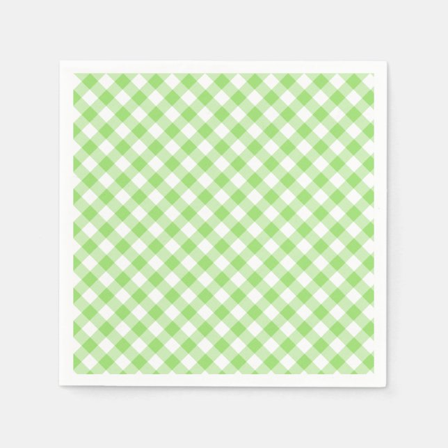 Retro Gingham Spring Green Napkin (Front)