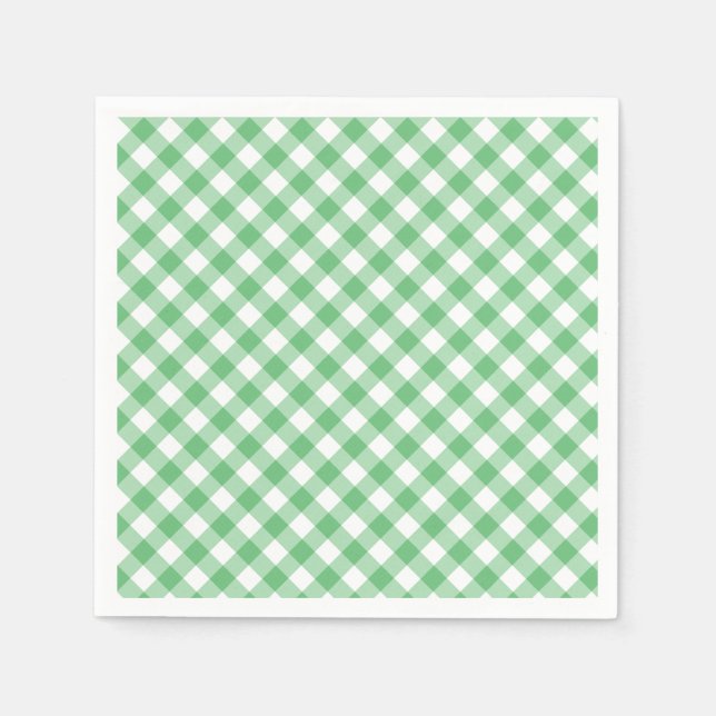 Retro Gingham Summer Green Napkin (Front)