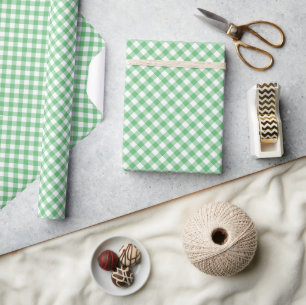 Retro Gingham Summer Green Wrapping Paper