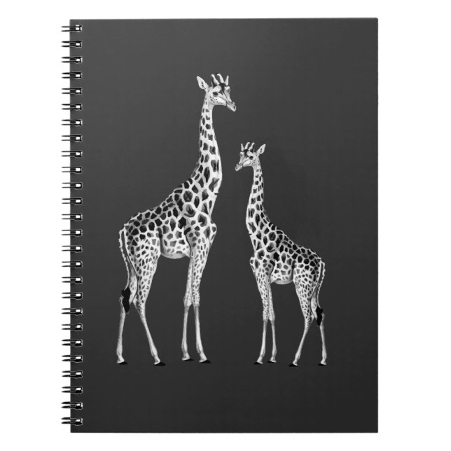Retro Giraffe Funny Safari Animal Art Notebook (Front)
