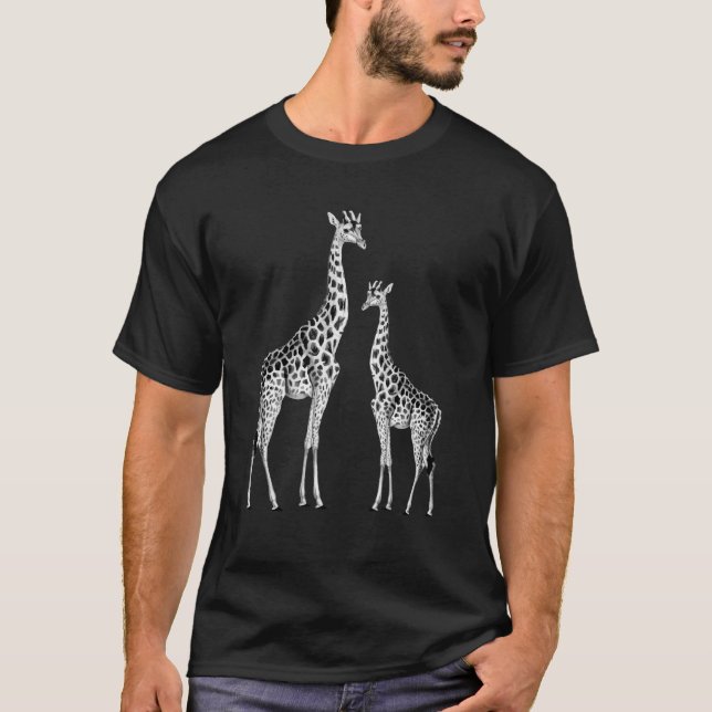 Retro Giraffe Funny Safari Animal Art T-Shirt (Front)