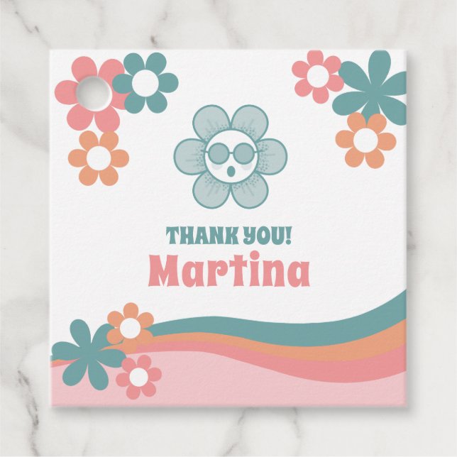 Retro Girl Birthday Favour Tag (Front)