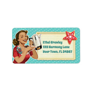 Retro Girl Christmas Cookie Swap Address Label