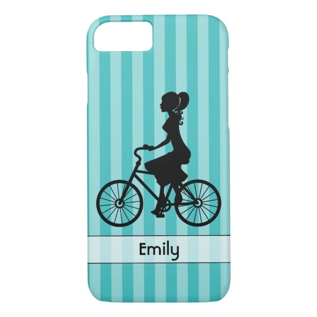 Retro Girl Cyclist Silhouette Case-Mate iPhone Case (Back)