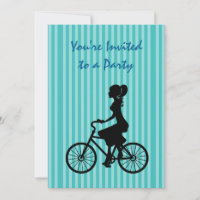 Retro Girl Cyclist Silhouette Party
