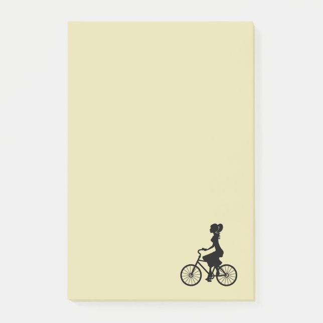 Retro Girl Cyclist Silhouette Post-it Notes (Front)