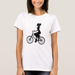 Retro Girl Cyclist Silhouette T-Shirt