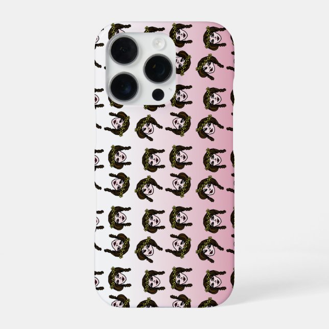 retro girl daisy chain pattern iPhone case (Back)