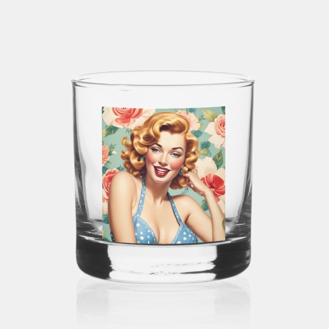 Retro Girl Drinkware Set Whiskey Glass (Front)