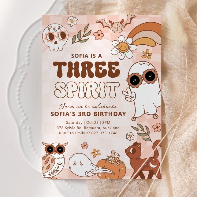 Retro Girl Halloween Birthday Invitation (Creator Uploaded)