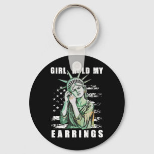 Retro Girl Hold My Earrings Anti-trump Political F Key Ring