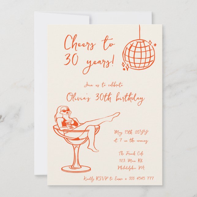 Retro Girl in Marg Birthday Party invitation (Front)