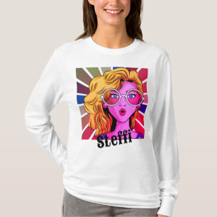 Retro Girl in smart Goggles Personalised name T-Shirt