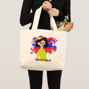 Retro Girl Medium Jumbo Tote Bag