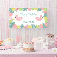 Retro Girl Pool party Banner