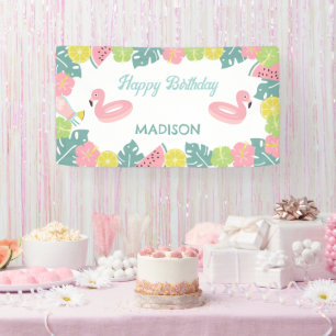 Retro Girl Pool party  Banner