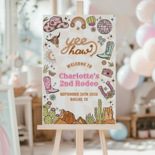 Retro Girl Rodeo 2nd Birthday Welcome Sign