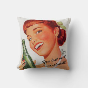 Retro Girl Soda Advert Funny Slogan Cushion