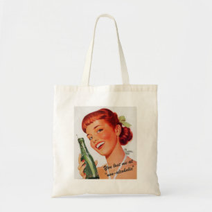 Retro Girl Soda Advert Funny Slogan Tote Bag