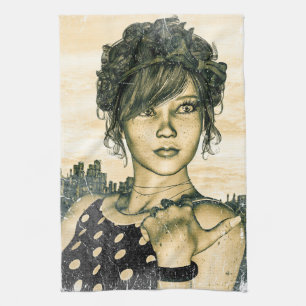 Retro Girl Tea Towel