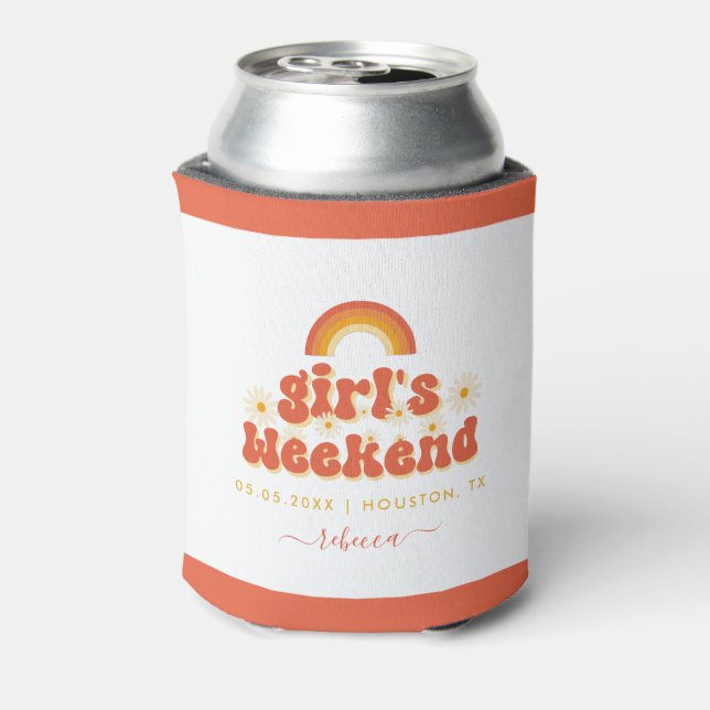 Retro Girl Weekend Personalised Bachelorette Favou Can Cooler (Can Back)