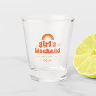 Retro Girl Weekend Personalised Bachelorette Favou Shot Glass