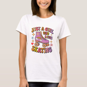 Retro Girl Who Loves Skating Vintage Roller Skates T-Shirt