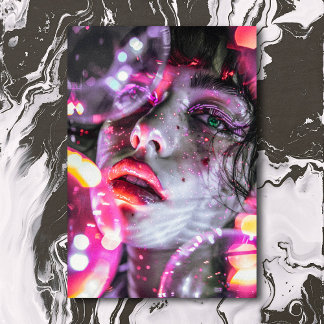 Retro Girl with glitter and bubbles Postcard