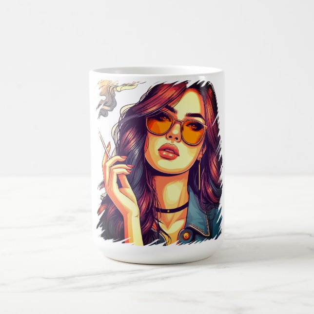 Retro Girl With Sunglasses Coffee Mug (Center)
