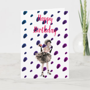 Retro Girl Woman Birthday Card