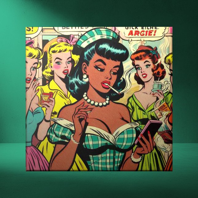Retro Girls Comics Ceramic Tile (Creator Uploaded)
