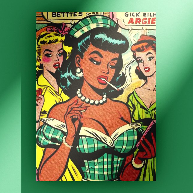 Retro Girls Comics Postcard (Creator Uploaded)