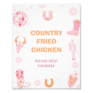 Retro Girls First Rodeo 1st Birthday Party Sign