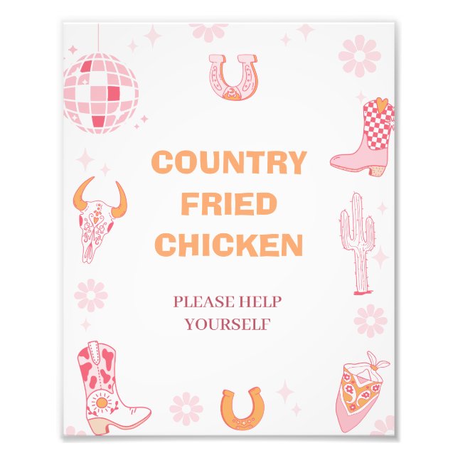 Retro Girls First Rodeo 1st Birthday Party Sign (Front)