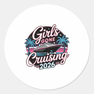 Retro Girls Gone Cruising 2026 Cruise Vacation Tri Classic Round Sticker