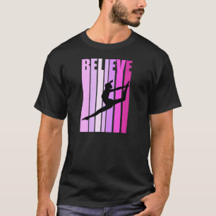 Retro Girls Gymnastics Believe Cute Womens Gymnast T-Shirt