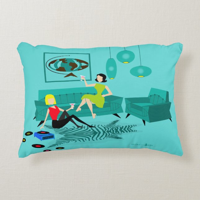Retro Girl's Night In Accent Pillow (Front)
