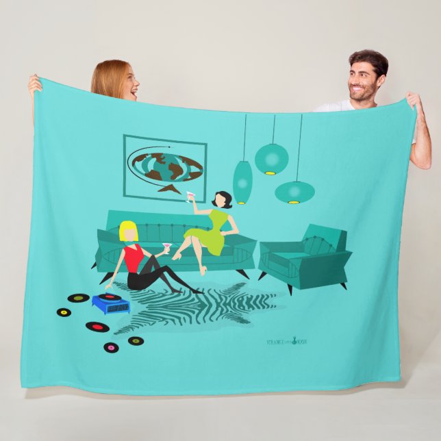 Retro Girl's Night In Fleece Blanket (In Situ)
