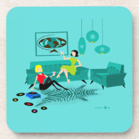 Retro Girls' Night In Hard Plastic Coaster
