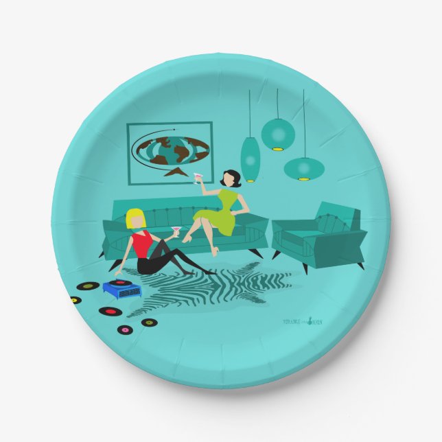 Retro Girls' Night In Paper Plates (Front)