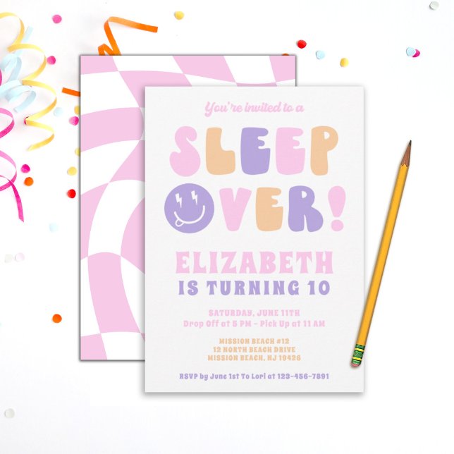 Retro Girls Sleep Over Party Invitation (Creator Uploaded)