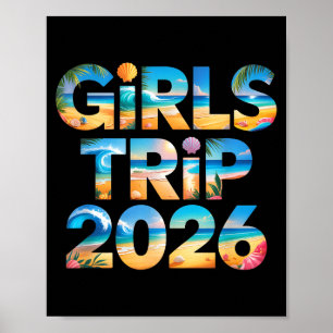 Retro girls trip 2026 besties vacation surf poster