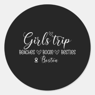 Retro Girls Trip Boston Vacation Trip Beaches Best Classic Round Sticker