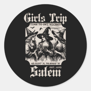 Retro Girls Trip Salem 1692 They Missed One Witch  Classic Round Sticker